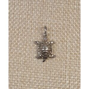 Vintage Sterling Silver Turtle Charm Pendant